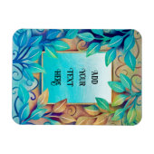 Waterverf textuur Kleurrijke bladeren Gouden rand Magneet (Horizontaal)