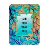 Waterverf textuur Kleurrijke bladeren Gouden rand Magneet (Verticaal)