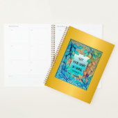 Waterverf textuur Kleurrijke bladeren Gouden rand Planner (Display)