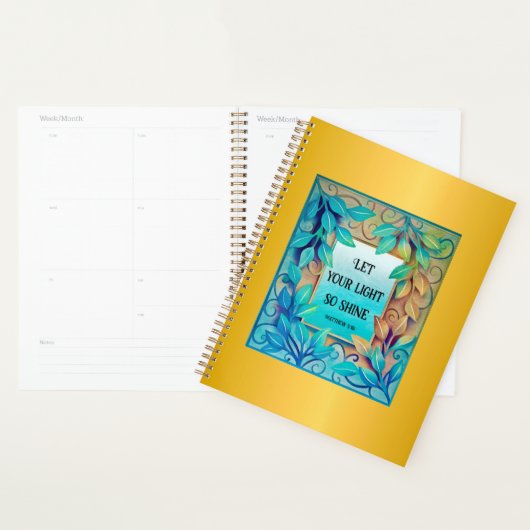 Waterverf textuur Kleurrijke bladeren Gouden rand Planner (Display)