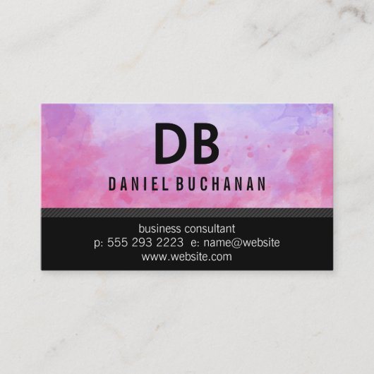 Waterverf textuur | Monogram Visitekaartje (Voorkant)