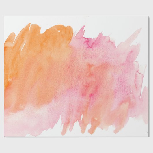 Waterverf textuur roze sinaasappel cadeaupapier (Vlak)