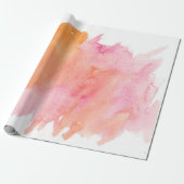 Waterverf textuur roze sinaasappel cadeaupapier (Uitgerold)