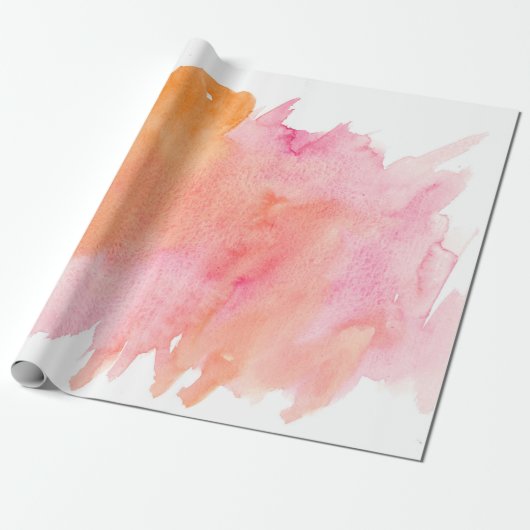 Waterverf textuur roze sinaasappel cadeaupapier (Uitgerold)