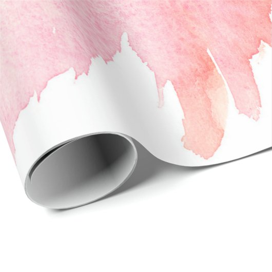 Waterverf textuur roze sinaasappel cadeaupapier (Rol Hoek)