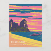 Waterverf Thailand Beach Travel Art Deco Briefkaart (Voorkant)