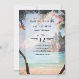 Waterverf Thailand Tropical Beach Wedding Kaart