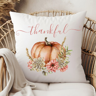 Waterverf Thankful Autumn Herfst Pumpkin Floral Th Kussen