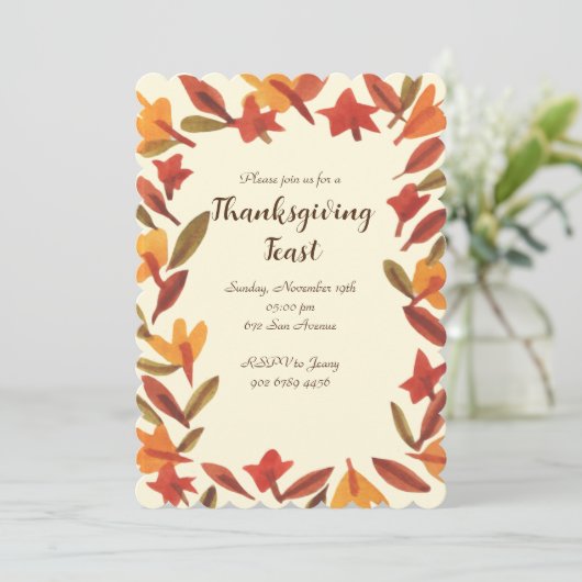 Waterverf Thanksgiving Aangepaste uitnodigingskaar Kaart (Staand voorkant)