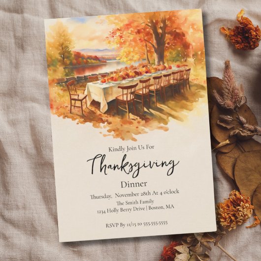Waterverf Thanksgiving Buitentafel Kaart