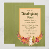 Waterverf Thanksgiving Bunny, eikels, bessen Kaart (Voorkant / Achterkant)