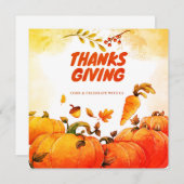 Waterverf Thanksgiving Cute Pumpkin Kaart (Voorkant / Achterkant)