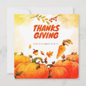 Waterverf Thanksgiving Cute Pumpkin Kaart (Voorkant)