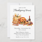 Waterverf Thanksgiving-diner Kaart (Voorkant)