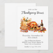 Waterverf Thanksgiving-diner Kaart (Voorkant / Achterkant)