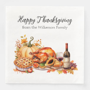 Waterverf Thanksgiving-diner Servet