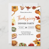 Waterverf Thanksgiving-dinerfeest Kaart (Voorkant)