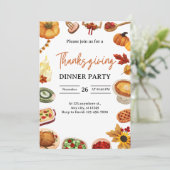 Waterverf Thanksgiving-dinerfeest Kaart (Staand voorkant)