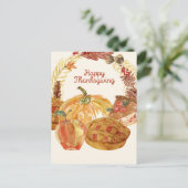 Waterverf Thanksgiving Feest Briefkaart (Staand voorkant)