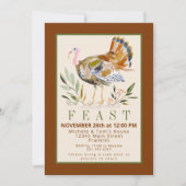 Waterverf Thanksgiving Feest Turkije Foliage Kaart (Voorkant)