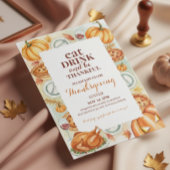 Waterverf Thanksgiving-feestuitnodiging Kaart
