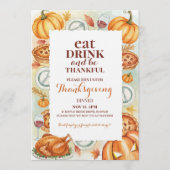 Waterverf Thanksgiving-feestuitnodiging Kaart (Voorkant)