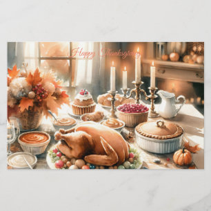 Waterverf Thanksgiving Illustratie Briefpapier