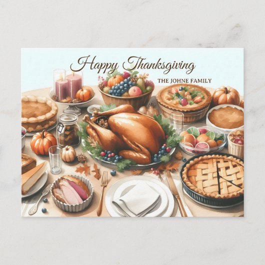 Waterverf Thanksgiving Illustratie Feestdagenkaart (Voorkant)