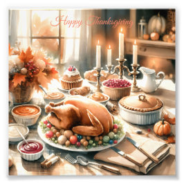 Waterverf Thanksgiving Illustratie Foto Afdruk