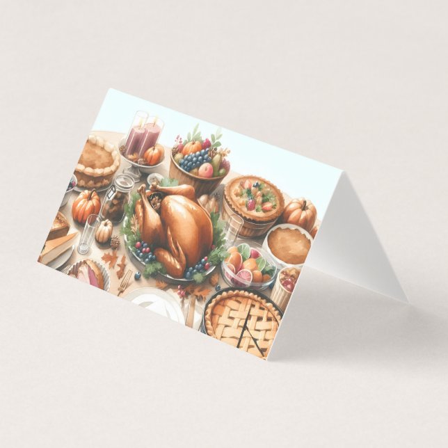 Waterverf Thanksgiving Illustratie Kaart (Voorkant)