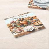 Waterverf Thanksgiving Illustratie Kartonnen Onderzetters (Schuin)