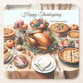Waterverf Thanksgiving Illustratie Kartonnen Onderzetters