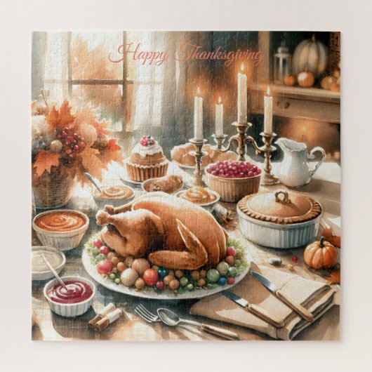 Waterverf Thanksgiving Illustratie Legpuzzel (Verticaal)