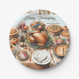 Waterverf Thanksgiving Illustratie Papieren Bordje