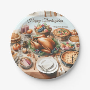 Waterverf Thanksgiving Illustratie Papieren Bordje