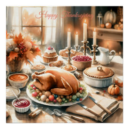 Waterverf Thanksgiving Illustratie Perfect Poster