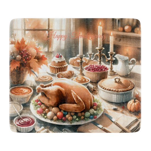 Waterverf Thanksgiving Illustratie Snijplank (Voorkant)