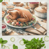 Waterverf Thanksgiving Illustratie Theedoek (Gevouwen)