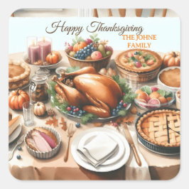 Waterverf Thanksgiving Illustratie Vierkante Sticker