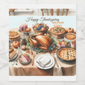 Waterverf Thanksgiving Illustratie Wijn Etiket (Enkel label)