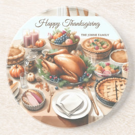 Waterverf Thanksgiving Illustratie Zandsteen Onderzetter