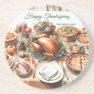 Waterverf Thanksgiving Illustratie Zandsteen Onderzetter