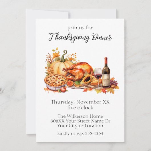 Waterverf Thanksgiving Kaart (Voorkant)