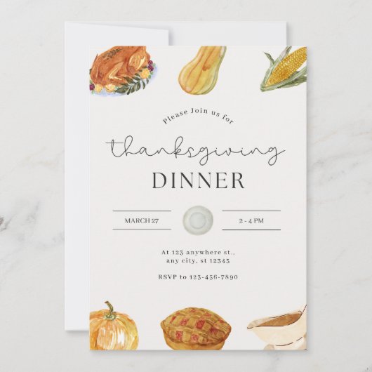 Waterverf Thanksgiving Kaart (Voorkant)