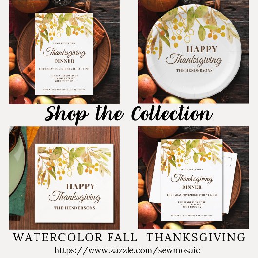 Waterverf Thanksgiving Kaart