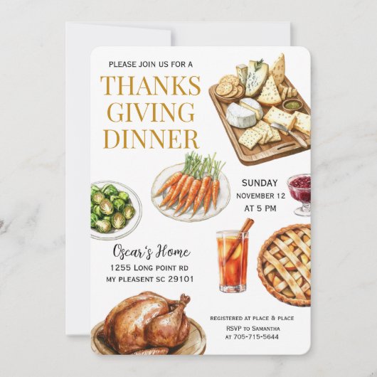 Waterverf Thanksgiving Kaart (Voorkant)