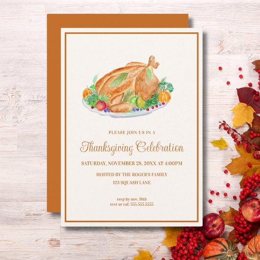 Waterverf Thanksgiving kalkoen  Kaart