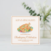 Waterverf Thanksgiving kalkoen Save The Date (Staand voorkant)
