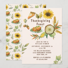 Waterverf Thanksgiving kalkoenfeest Kaart