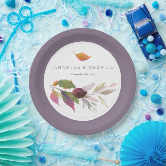 Waterverf Thanksgiving met rustieke herfstbladeren Papieren Bordje (Feest)